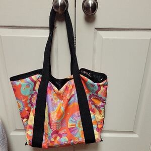Amika Red and Pink Floral Tote Bag with Artistic Design